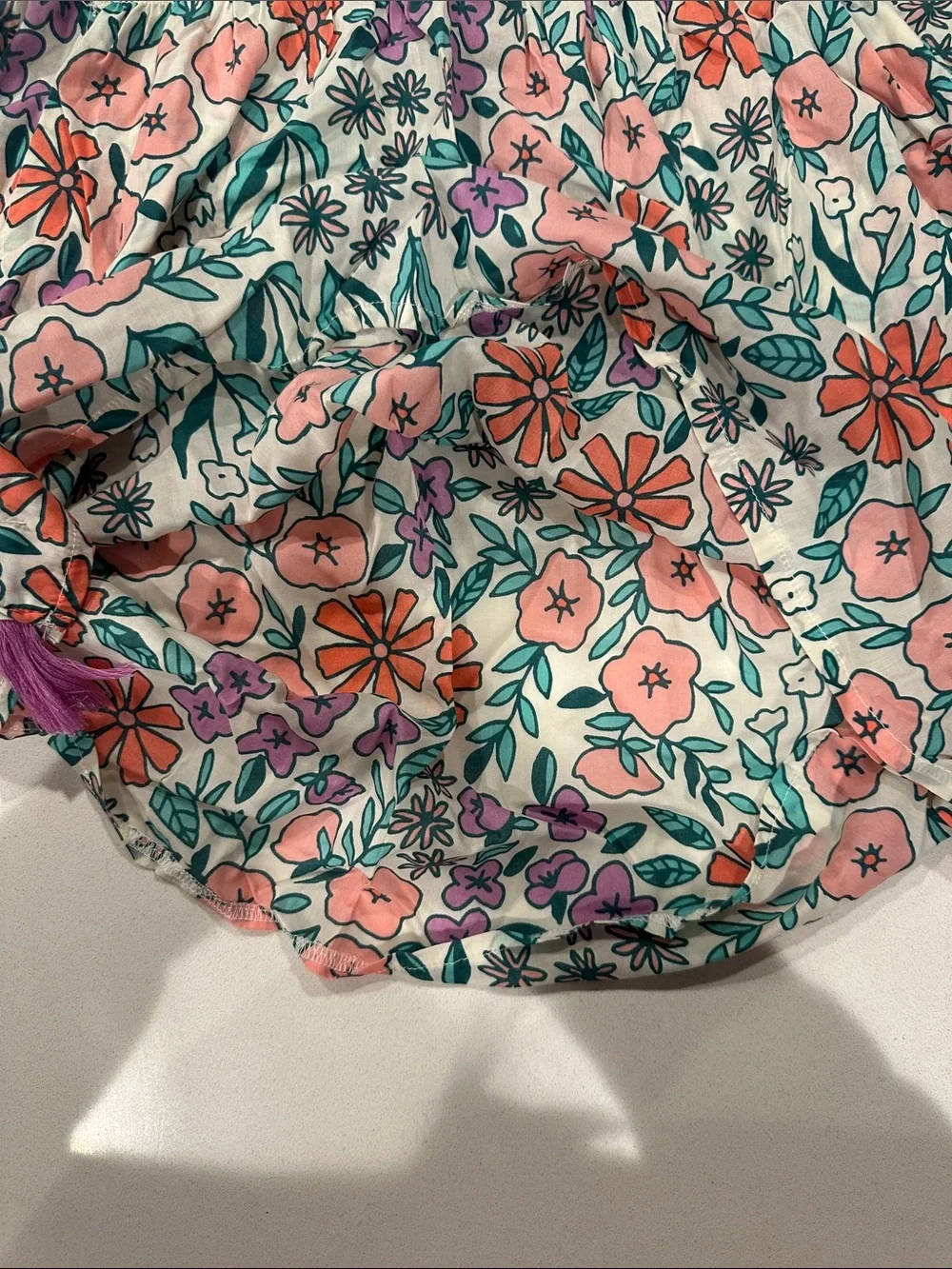 Girls Floral Tassel Tunic Cover Up- Multicolor